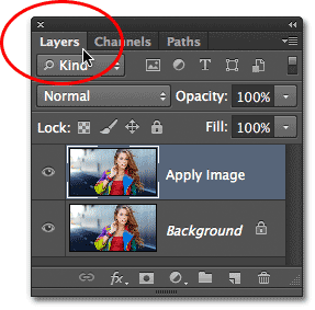 Beralih kembali ke panel Layers. Image © 2012 Photoshop Essentials.com