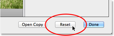 Tombol Reset di Camera Raw. Image © 2013 Photoshop Essentials.com
