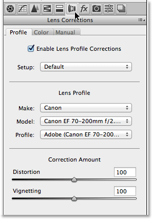 Lensa Koreksi panel di Camera Raw. Image © 2013 Photoshop Essentials.com