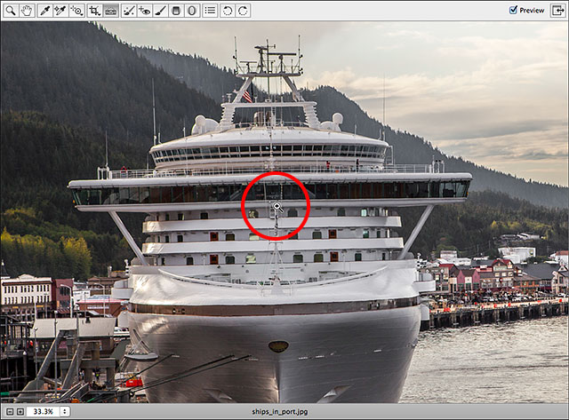 Menggunakan Alat Zoom in Camera Raw untuk memperbesar gambar. Image © 2013 Steve Patterson, Photoshop Essentials.com