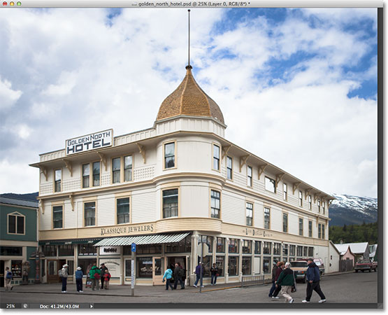 Photoshop CS6 Perspektif Crop Tool gambar. Image © 2012 Steve Patterson