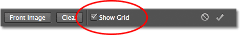 The Show Grid option for the Perspective Crop Tool in Photoshop CS6. Image © 2012 Steve Patterson