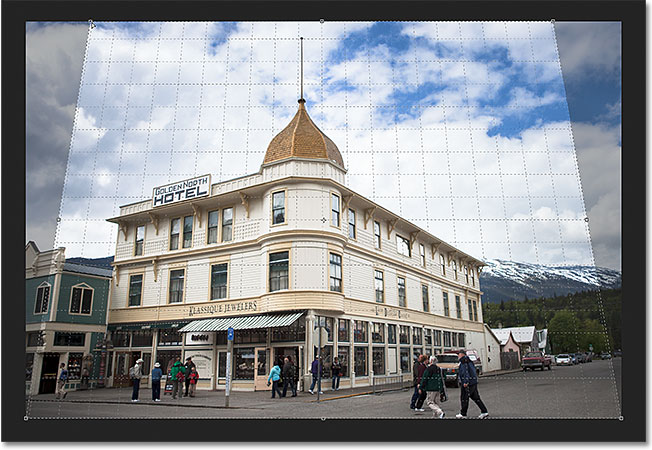 The image after adjusting the angle of the perspective grid. Image © 2012 Steve Patterson