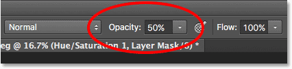Lowering the opacity of the brush to 50%.