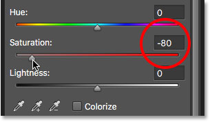Re-adjusting the Saturation value.
