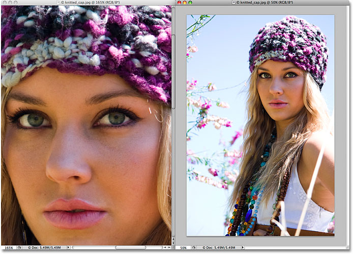 Расположение две колонки документ в Photoshop CS4. Image © 2009 Photoshop Essentials.com