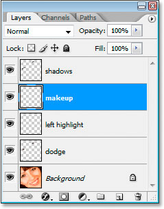 Add another new blank layer and name it makeup