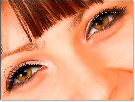 Selct both eyes with the Lasso tool