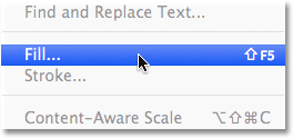 Выбор команды Fill из меню Edit. Image © 2012 Photoshop Essentials.com