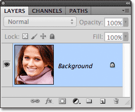 Foto asli duduk di layer Background pada panel Layers. Image © 2012 Photoshop Essentials.com