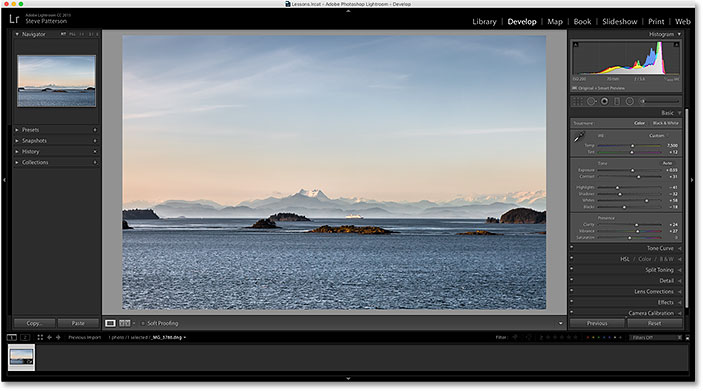 A photo open in the Develop module in Adobe Lightroom CC. Image © 2016 Photoshop Essentials.com