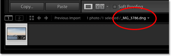 The name of the file in the Filmstrip in Lightroom CC. Image © 2016 Photoshop Essentials.com