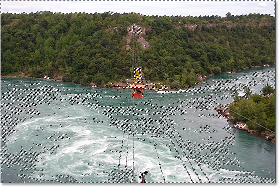 The pixels in the image are now selected based on their luminosity values.