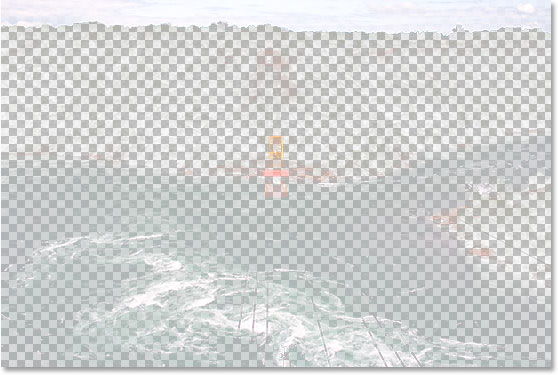 Most of the pixels on 'Layer 1' are semi-transparent since they were only partially selected.