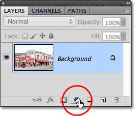 Baru Isi atau Penyesuaian Layer icon di panel Layers di Photoshop. Gambar © 2011 Photoshop Essentials.com