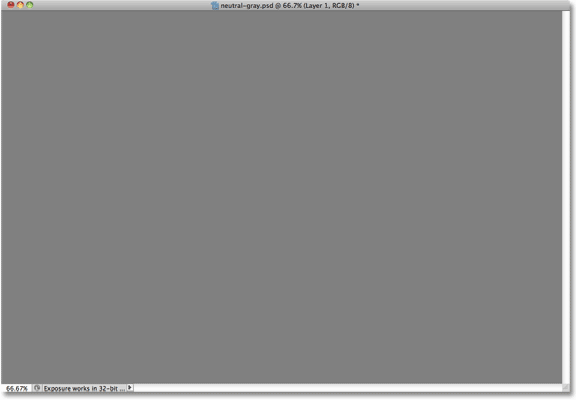 Dokumen Photoshop diisi dengan 50% abu-abu. Image © 2010 Photoshop Essentials.com