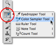 Warna Sampler Tool di Photoshop. Image © 2010 Photoshop Essentials.com