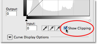 Новая опция Show Clipping в кривых в Photoshop CS3. Image © 2009 Photoshop Essentials.com.