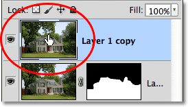 Double-klik pada layer thumbnail preview. Image © 2012 Photoshop Essentials.com