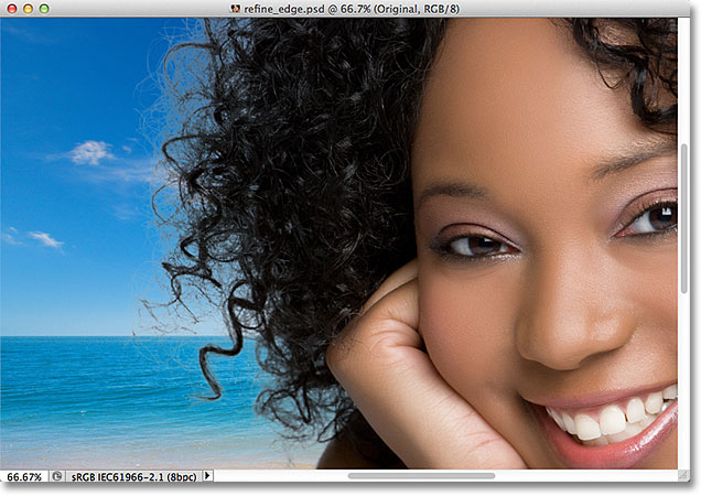 The image after expanding the selection edge outward with the Shift Edge option. Image © 2012 Photoshop Essentials.com