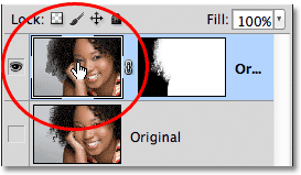 Clicking on the layer preview thumbnail in the Layers panel. Image © 2012 Photoshop Essentials.com