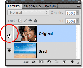 The Layers panel in Photoshop. Image © 2012 Photoshop Essentials.com