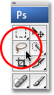 Selecting the Lasso Tool from the Tools palette in Photoshop. Image © 2008 Photoshop Essentials.com.