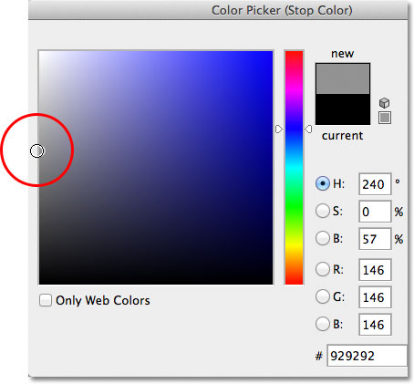 The Color Picker di Photoshop CS6. Image © 2012 Photoshop Essentials.com.