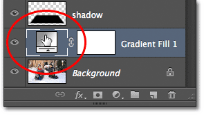 Double-klik pada Gradient Fill thumbnail. Image © 2012 Photoshop Essentials.com.