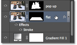 Memilih lapisan 'flat'. Image © 2012 Photoshop Essentials.com.