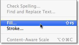 Go to Edit > Fill. Image © 2010 Photoshop Essentials.com.