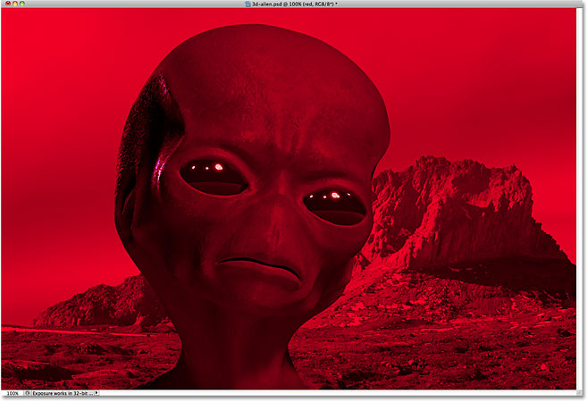 The image appears temporarily in red. Image © 2010 Photoshop Essentials.com.