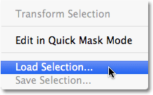 Go to Layer > Load Selection. Image © 2010 Photoshop Essentials.com.