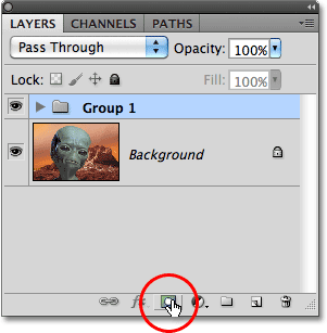 Click the Layer Mask icon in the Layers panel. Image © 2010 Photoshop Essentials.com.