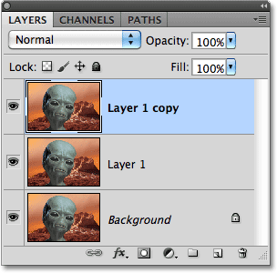 The Layers panel in Photoshop. Image © 2010 Photoshop Essentials.com.