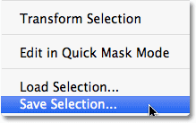 The Save Selection option in Photoshop. Image © 2010 Photoshop Essentials.com.