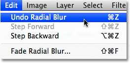 The Undo command in Photoshop. Image © 2008 Photoshop Essentials.com.