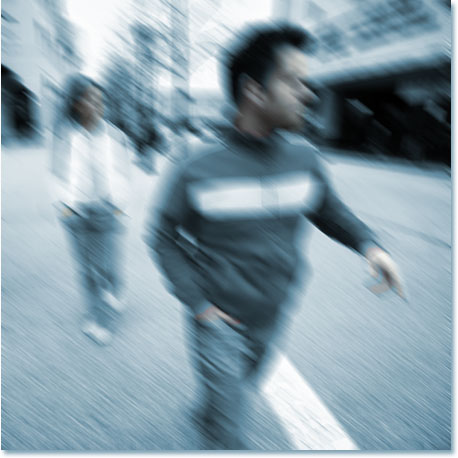 The image after applying the mption blur using Photoshop's Motion Blur filter.