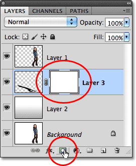 Menambahkan layer mask di Photoshop. Image � 2010 Photoshop Essentials.com.