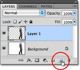 Photoshop New Layer icon in the Layers panel. Image © 2010 Photoshop Essentials.com.