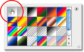 The Gradient Picker di Photoshop. Image � 2010 Photoshop Essentials.com.