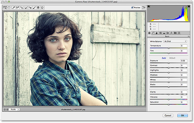 The Camera Raw Filter dialog box in Photoshop CC. Image © 2013 Photoshop Essentials.com