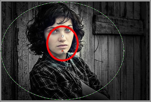 Beralih di antara Filter Radial dengan mengklik titik mereka. Image © 2013 Photoshop Essentials.com