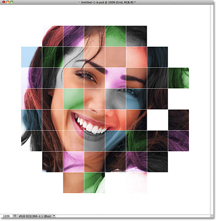 The grid lines on the layer are now white. Image © 2011 Photoshop Essentials.com.