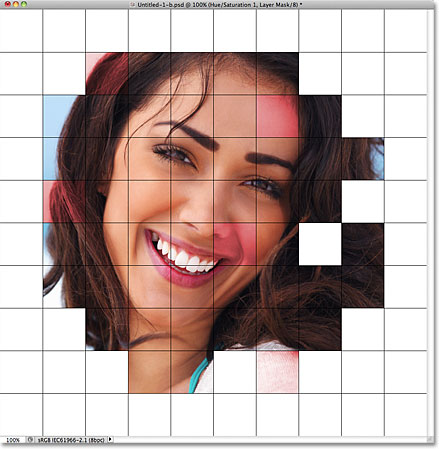 Some of the squares have been colorized red. Image © 2011 Photoshop Essentials.com.