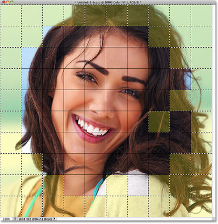 The selected squares are highlighted in yellow. Image © 2011 Photoshop Essentials.com.