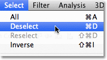 Photoshop Deselect command. Image © 2011 Photoshop Essentials.com.