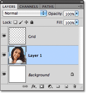 Panel Layers di Photoshop CS5. Gambar © 2011 Photoshop Essentials.com.