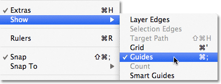 Turning Photoshop guides off. Image © 2011 Photoshop Essentials.com.