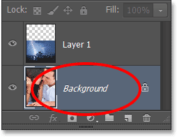 Panel Layers menampilkan gambar pada layer Background. Image © 2013 Photoshop Essentials.com